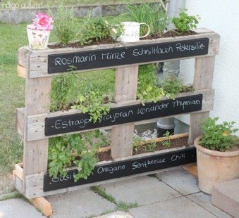 creative flower stand made with wooden pallets