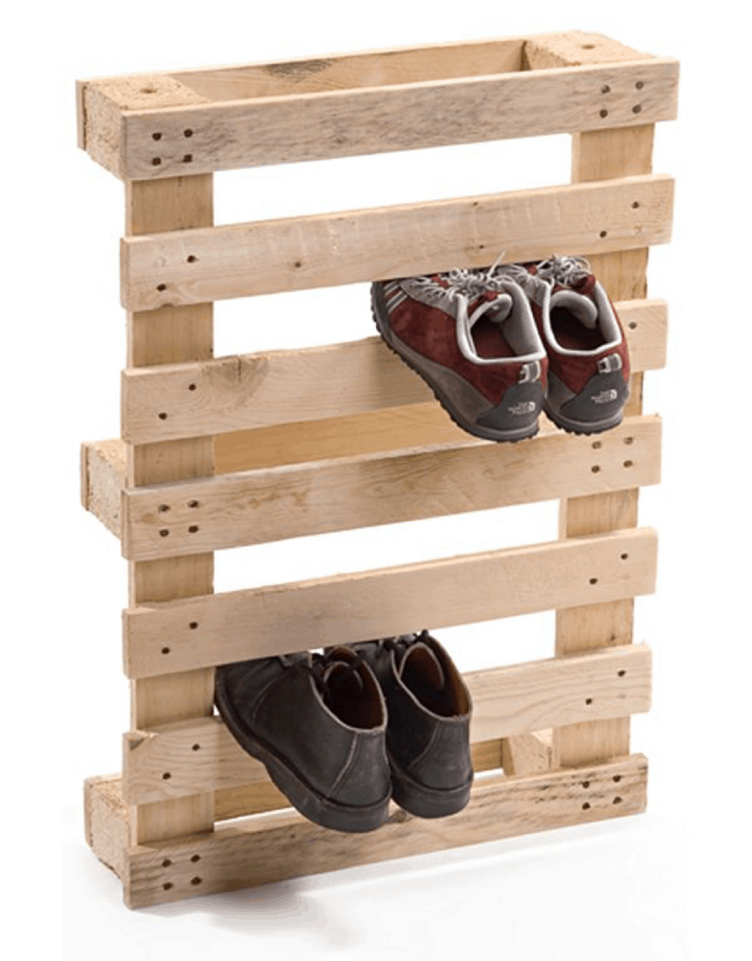 shoe rack made from wooden pallets