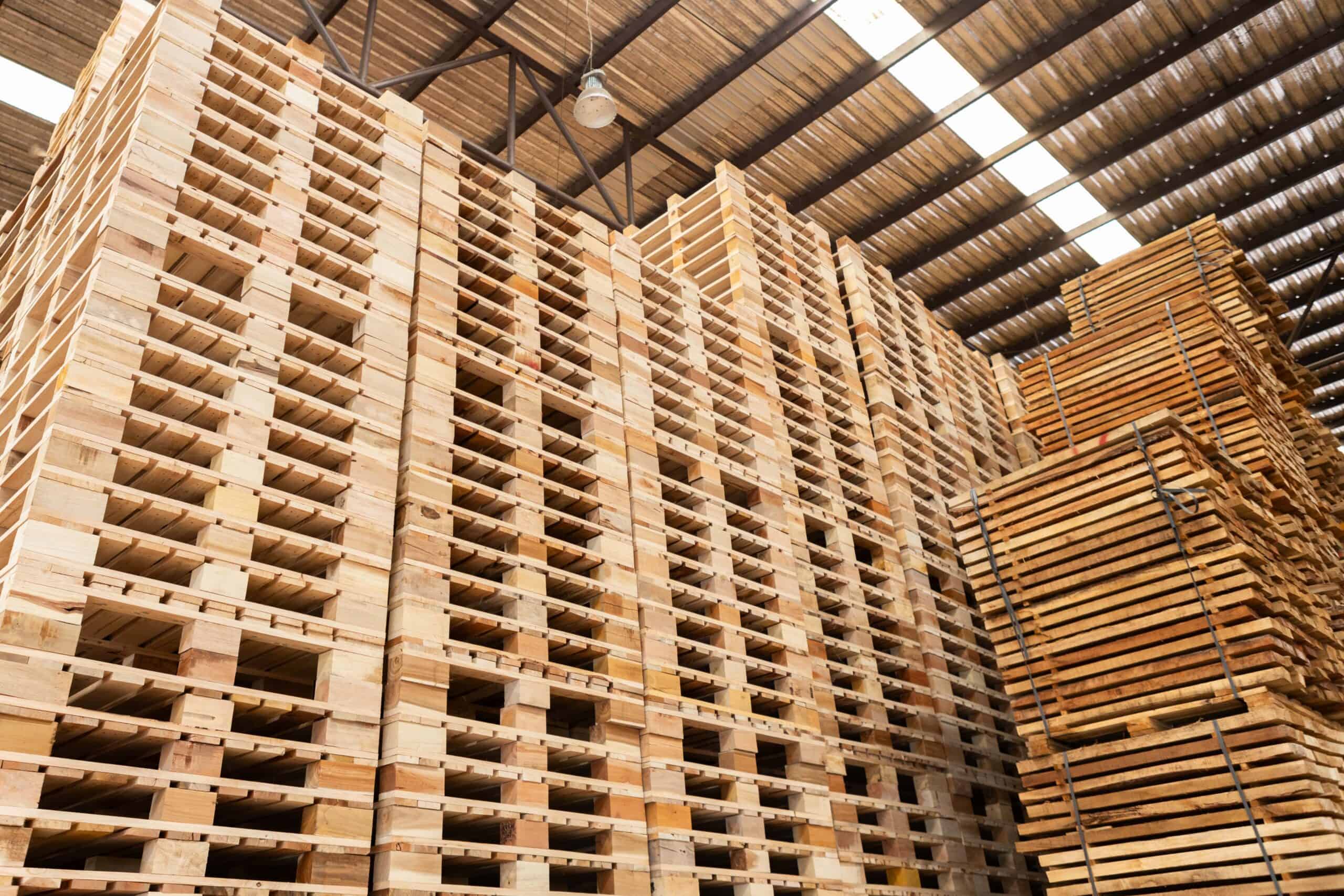 Lumber warehouse storage wooden. Timber goods storehouse.